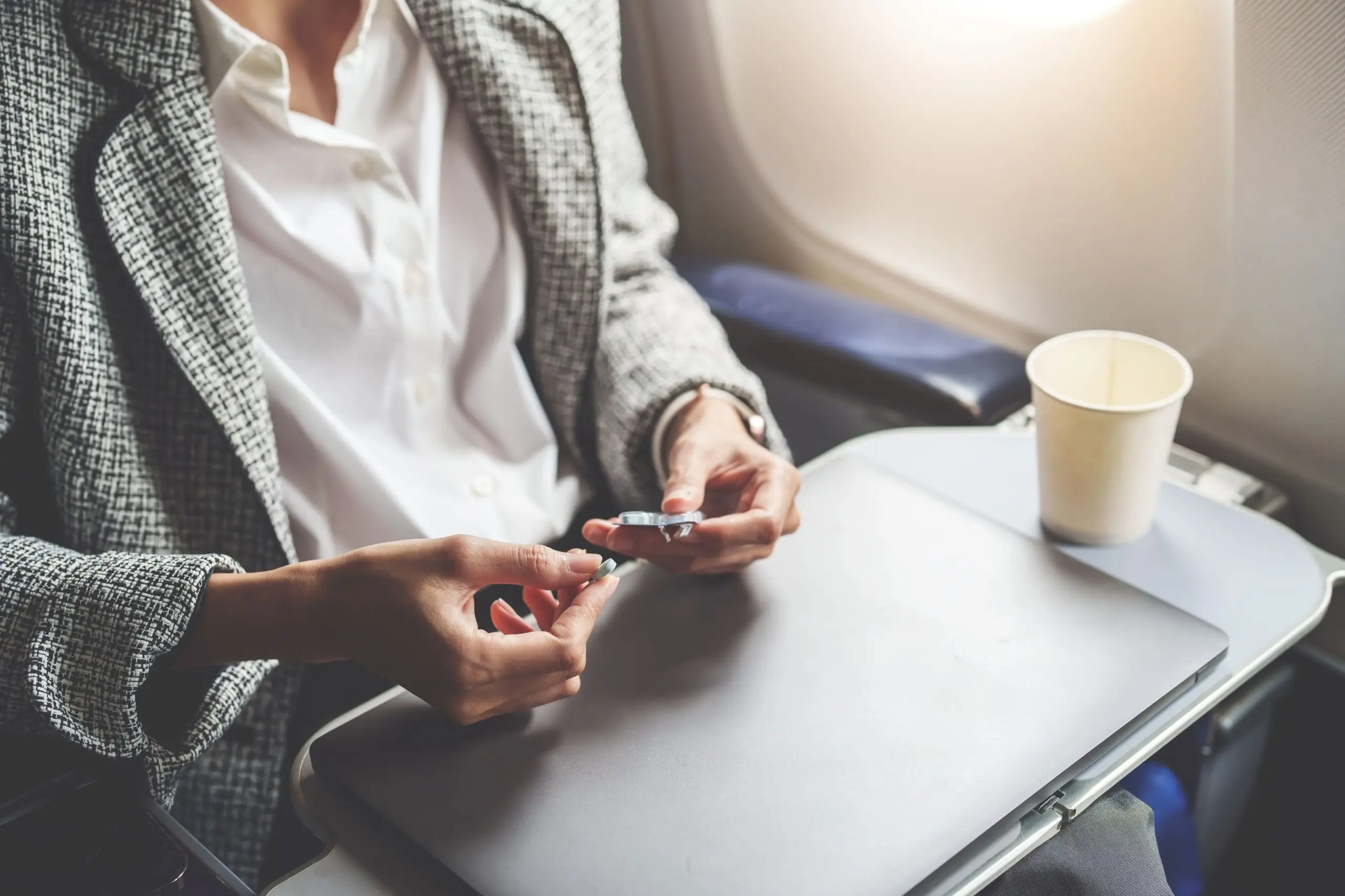 Taking medicine in the plane