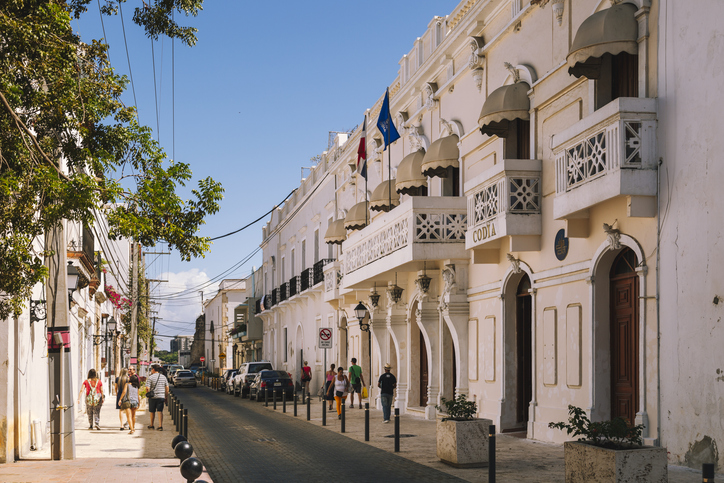Streets of Santo Domingo in Historic Colonial district Dominican Republic